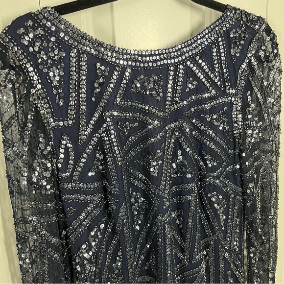 Aidan Mattox Beaded Cocktail Dress Long Sleeve Size Women's 14 - Picture 3 of 15